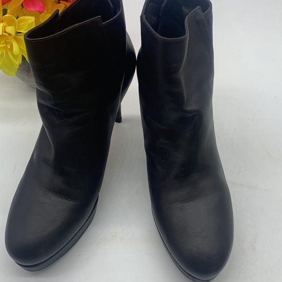 Stuart Weitzman Brown Calf Leather Platform Heeled Ankle Bootie Women's Size 10 - Picture 8 of 11